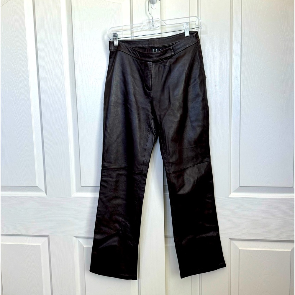 Women leather pants, straight leg. Good condition! Rich chocolate color